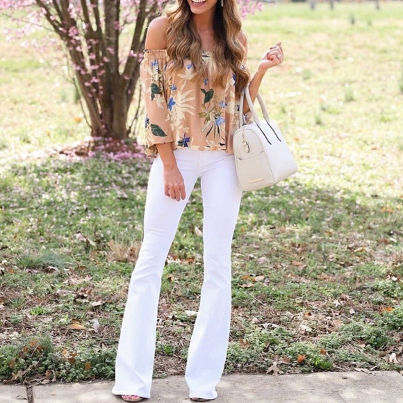 white super flare jeans